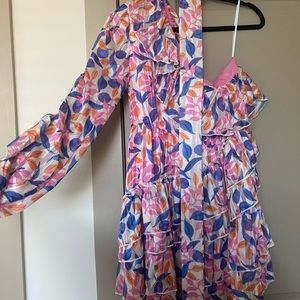 One shoulder party dress with belt- size large